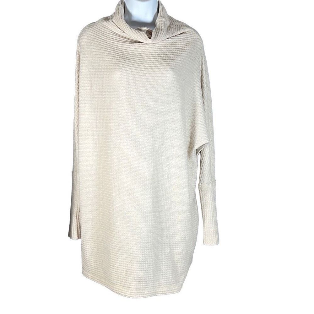 We The Free Women's Tunic Sweater Knitted Cowlneck Pullover Stretch Cream Small